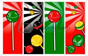 Pop Art comic style Banners set Lollipop Clipart Picture