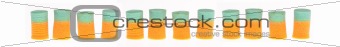Line of Orange and Green Ear Plugs