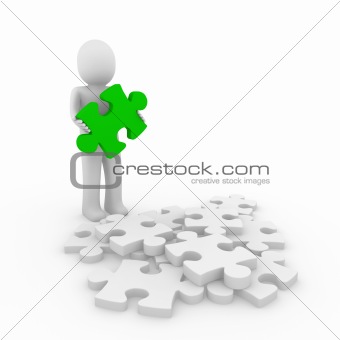 3d human green puzzle