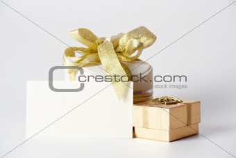 Clean card  and Two boxes with ribbon