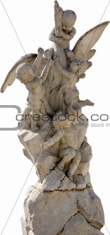 statue of cupids with swan