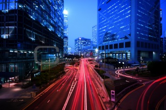 Light trail at busy highway