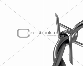 Barbed wire spike closeup, corner version