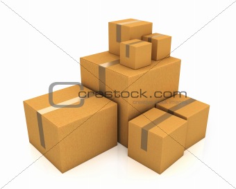 Stack of different sized carton boxes