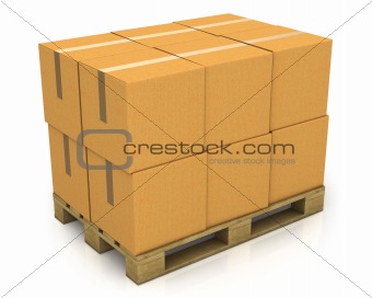 Stack of carton boxes on a pallet