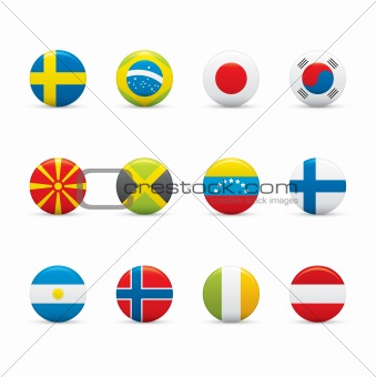 World Flags Icon Set on White background