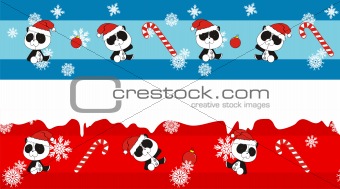 panda bear claus cartoon banner