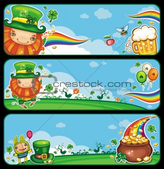 St Patrick's Day cartoon banners