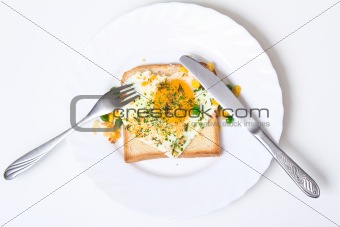 Fried egg on toast bread