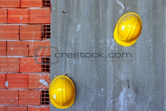 Builders yellow hard hats