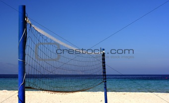 Volleyball net on an empty beach