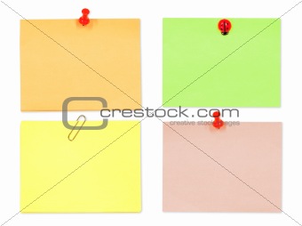 Colored notes on white background