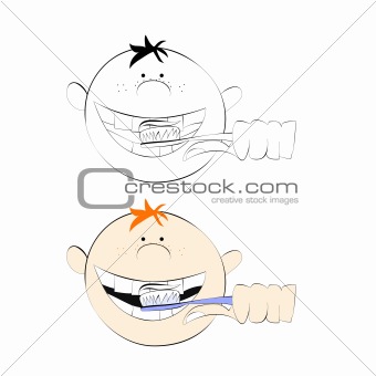 Boy brushing his teeth 