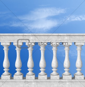 balustrade with pillar on blue sky