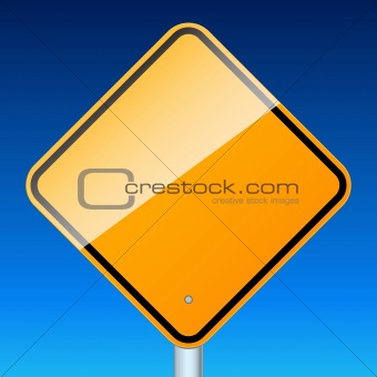 Blank road sign on sky