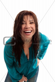 Happy vibrant girl laughing