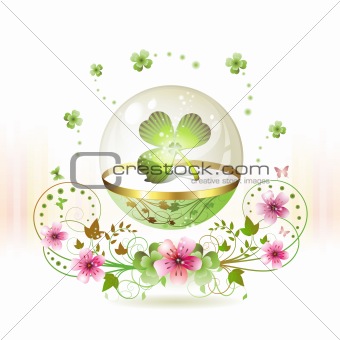 Clover in glass globe