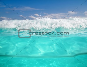 waterline caribbean sea underwater and blue sea