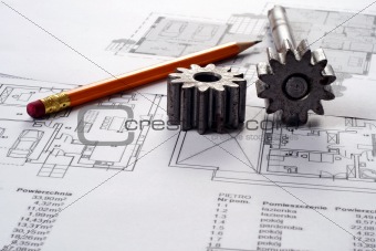 Tools on Blueprints including sprocked stacks and pencil