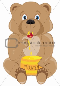 Baby Bear Eating Honey