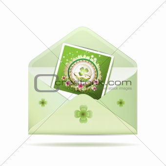 Envelope with photo and clover
