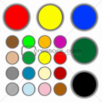 colored web buttons isolated on white background