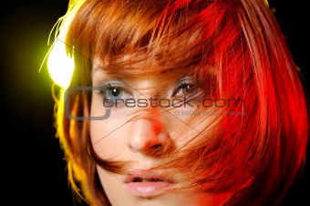 Beauty portrait of pretty woman with short fashion bob hairstyle