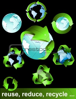 Eco, bio, green and recycle symbols