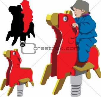 Children riding rocking horse