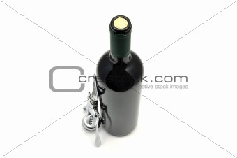 Red wine and corkscrew