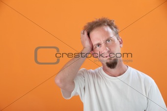 Man With Hand on Head