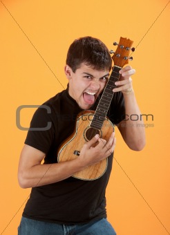 Young ukulele player