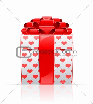 gift box with red bow and heart