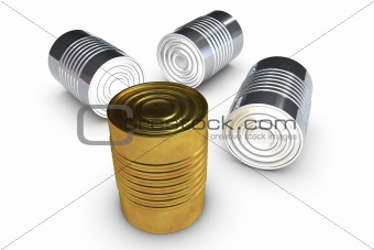 Golden tin cans