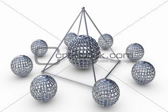 Molecular structure rendered pyramid in 3D