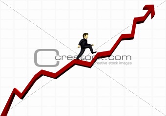 business man climbing a financial graph