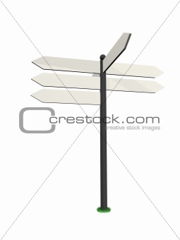 white road sign in a white background