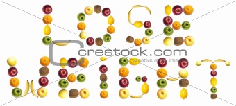 Lose weight word made of fruits