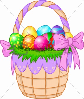 Easter Basket with colorful eggs