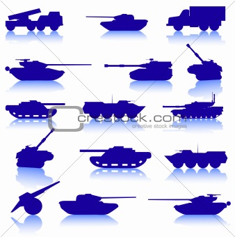 Collection set of tanks of guns 
