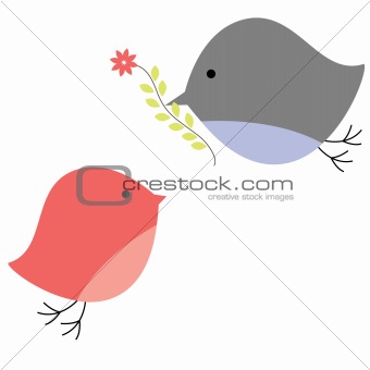 Background with birds in love