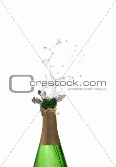 Bottle of champagne with splashes