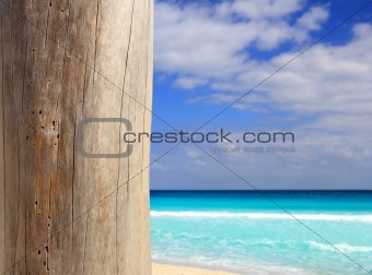 Caribbean tropical beach wood weathered pole