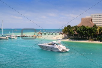 Cancun Mexico Lagoon and Caribbean sea
