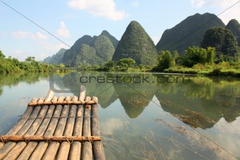 Bamboo rafting on Li-river, Yangshou, China