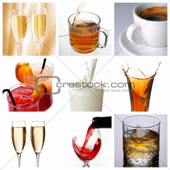 Collage of drink related pictures