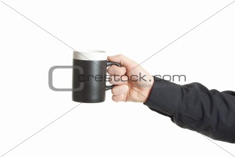 Businessman hand holding a cup of coffee
