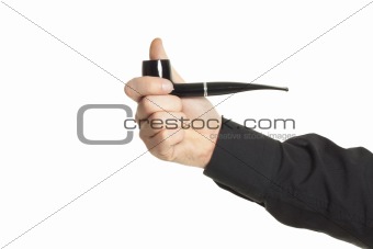black tobacco pipe color image isolated