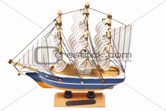 toy ship isolated on a white