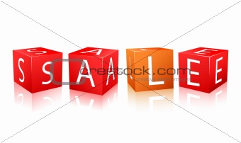 red and orange cube with sale letters
